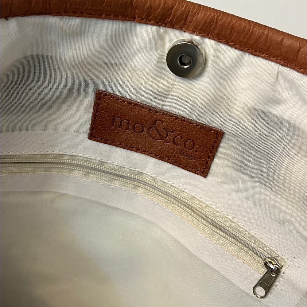ANTHROPOLOGIE MO&CO. LEATHER & WOOL LARGE TOTE BAG - Picture 6 of 16
